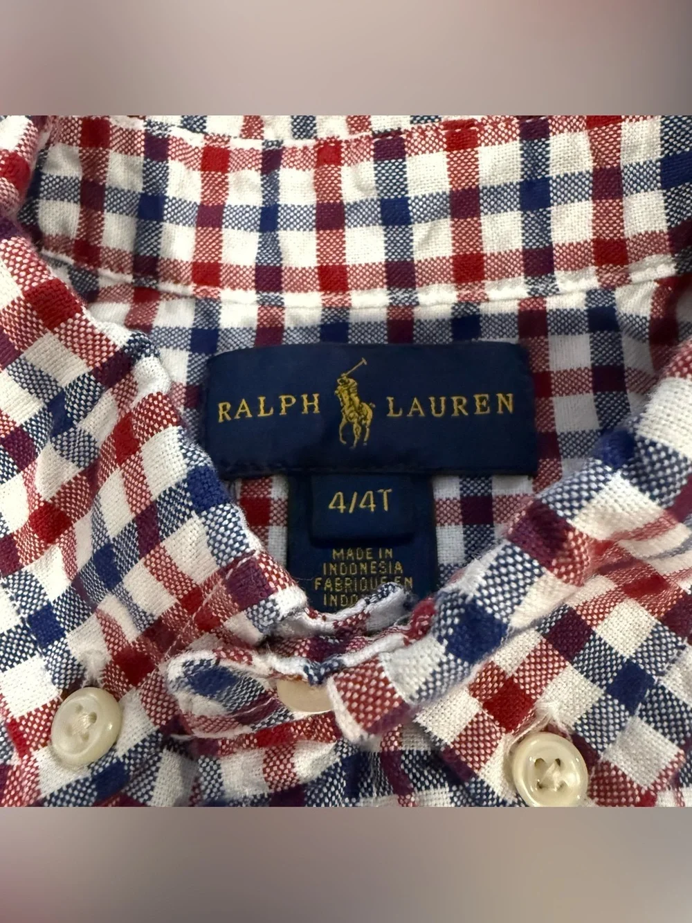 Bundle (2) Long-Sleeve Plaid Button-Down Shirts Ralph Lauren/Old Navy. Size 4/4T
